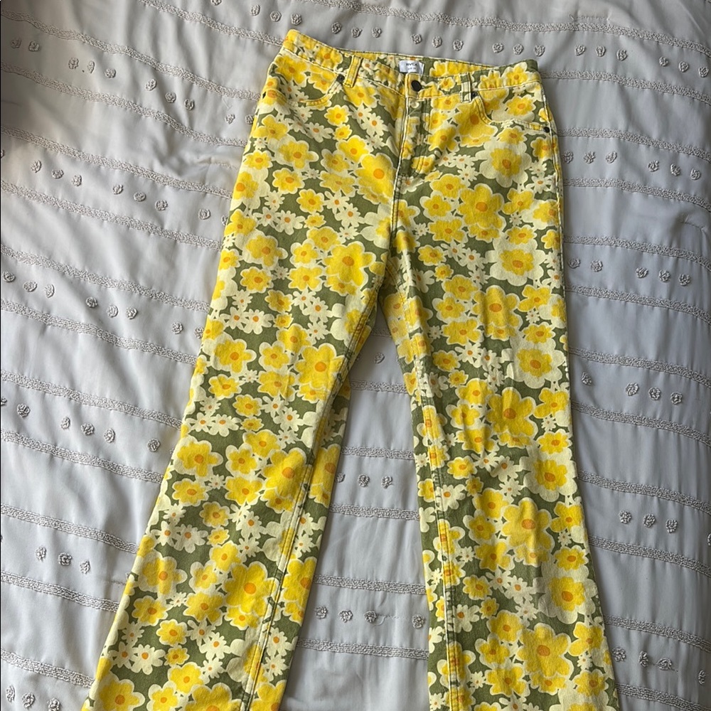 RVCA Skinny Jeans in Yellow and Green Floral